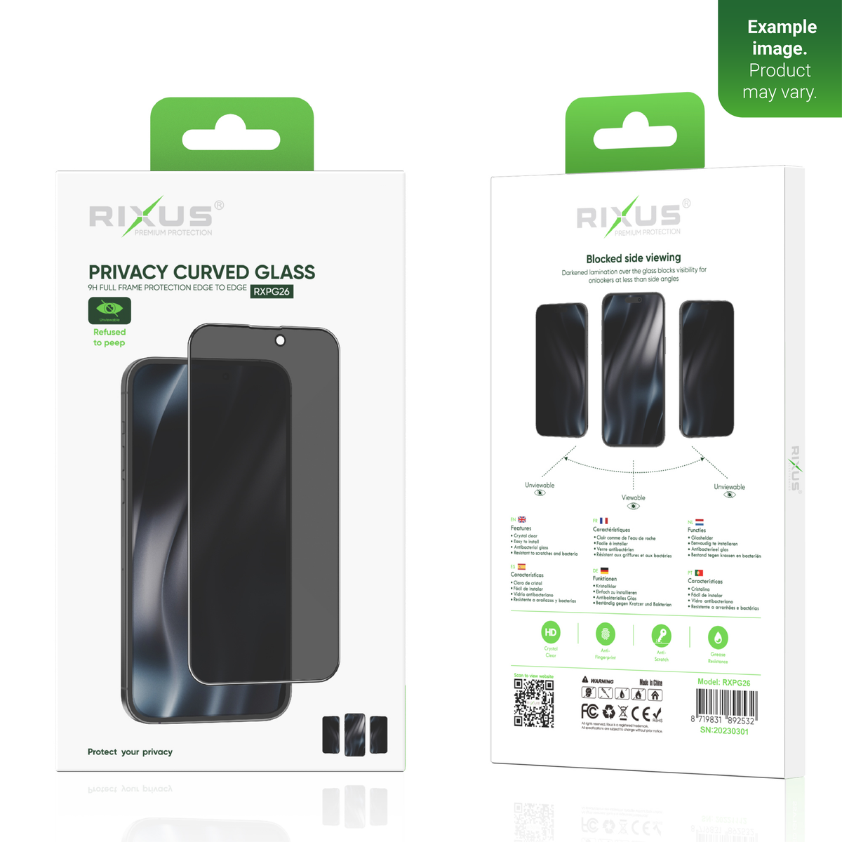 Rixus Privacy Full-Cover Panzerglas für iPhone 13 mini