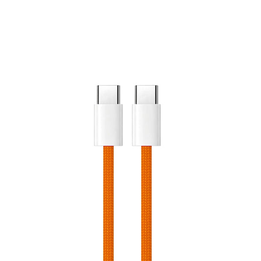 Apple iPhone 15/16/17 USB-C auf USB-C Woven Kabel 100cm 60W Orange - Handyschmiede-saar