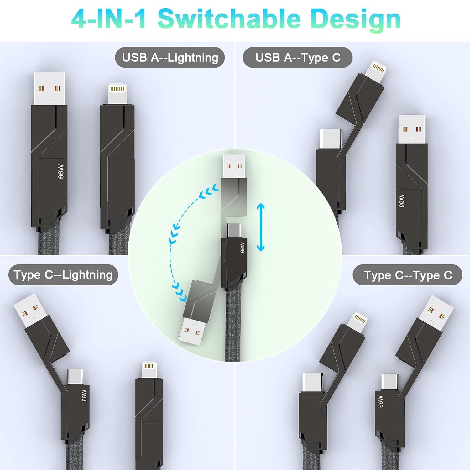 4 - in - 1 USB Universal Phone Schnellladekabel - Handyschmiede - saar