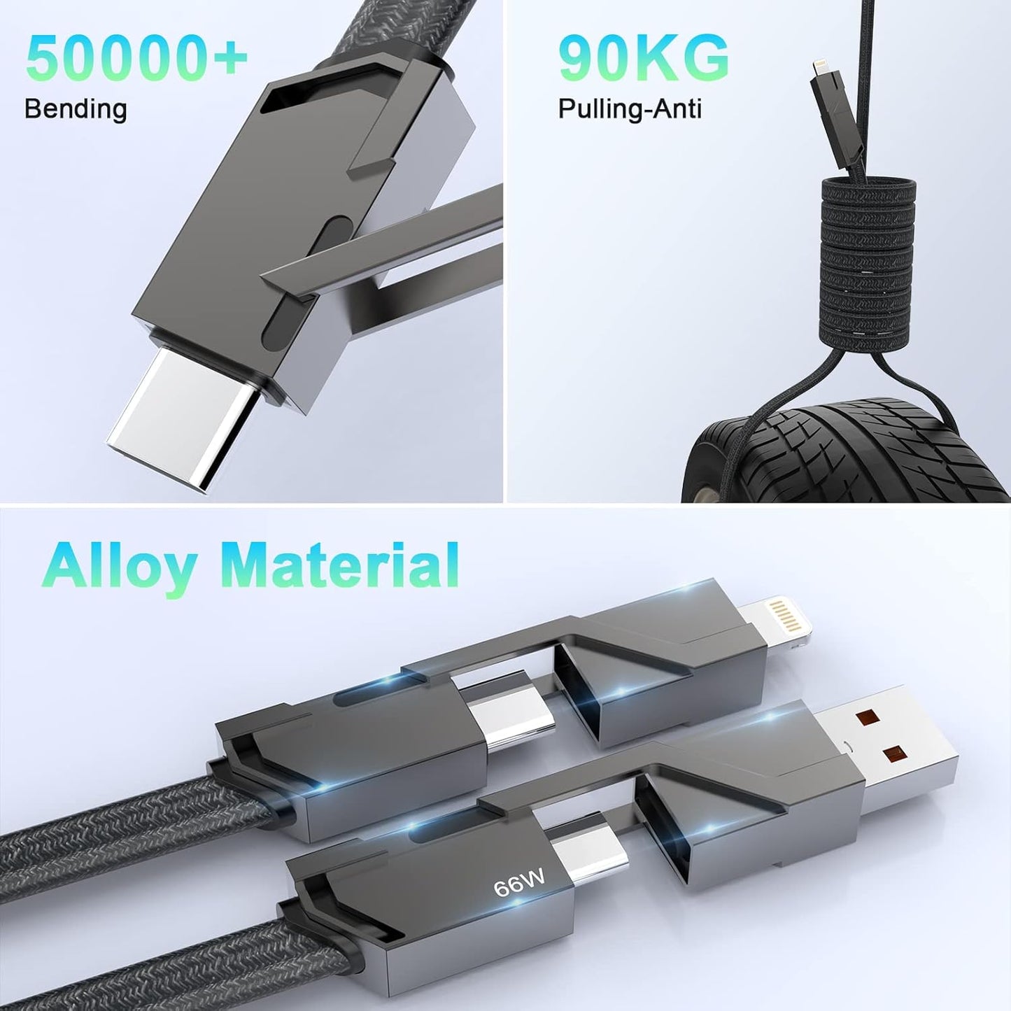 4 - in - 1 USB Universal Phone Schnellladekabel - Handyschmiede - saar