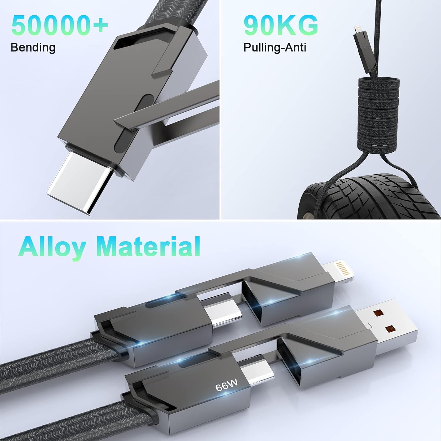 4 - in - 1 USB Universal Phone Schnellladekabel - Handyschmiede - saar