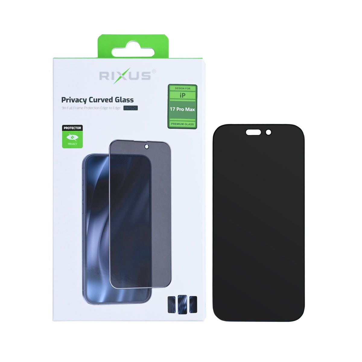 Rixus Privacy Full-Cover Panzerglas für iPhone 17 Pro Max