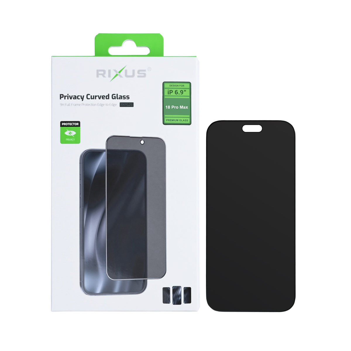 Rixus Privacy Full-Cover Panzerglas für iPhone 18 Pro Max