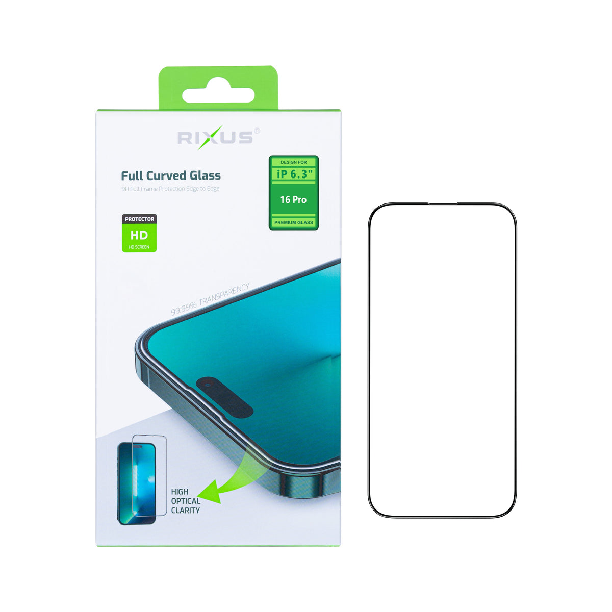 Rixus Clear HD Full-Cover Panzerglas für iPhone 16 Pro