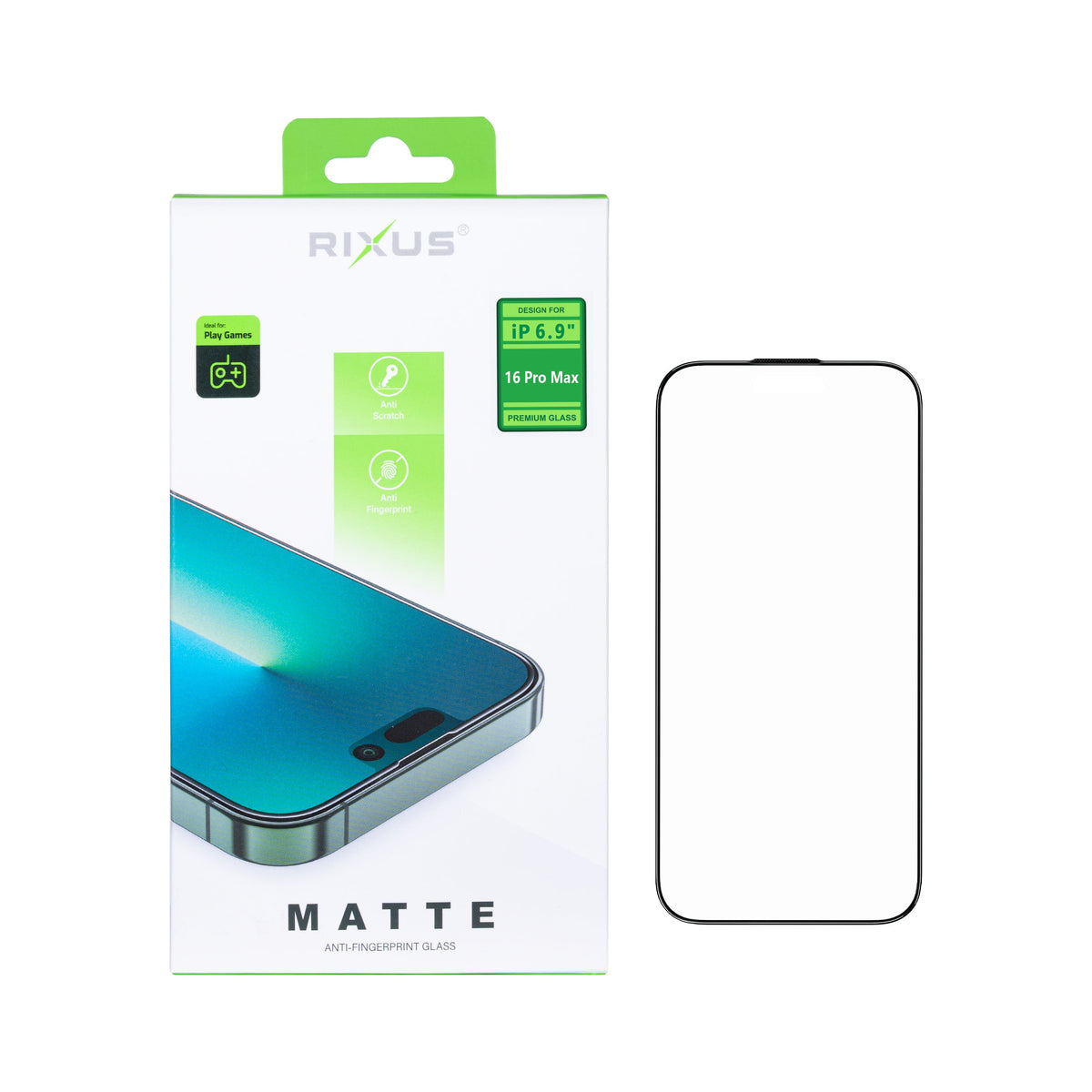 Rixus Mattes Panzerglas für iPhone 16 Pro Max
