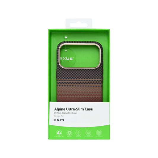 Rixus Alpine Ultra-Slim MagSafe Hülle – iPhone 17 Pro – Stripe Brown - Handyschmiede-saar