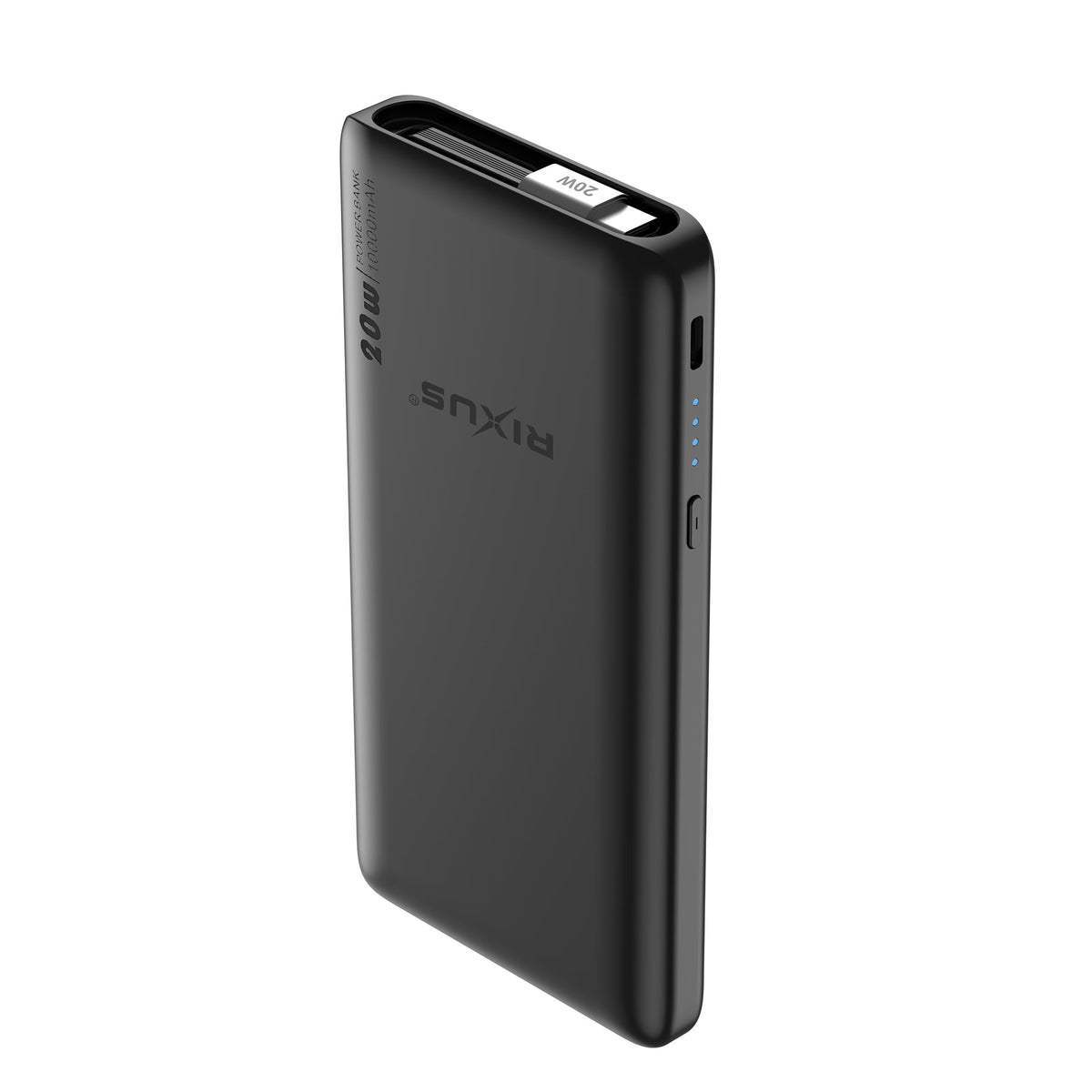 Rixus Powerbank 10000 mAh 20W USB-C mit 70cm Kabel Schwarz