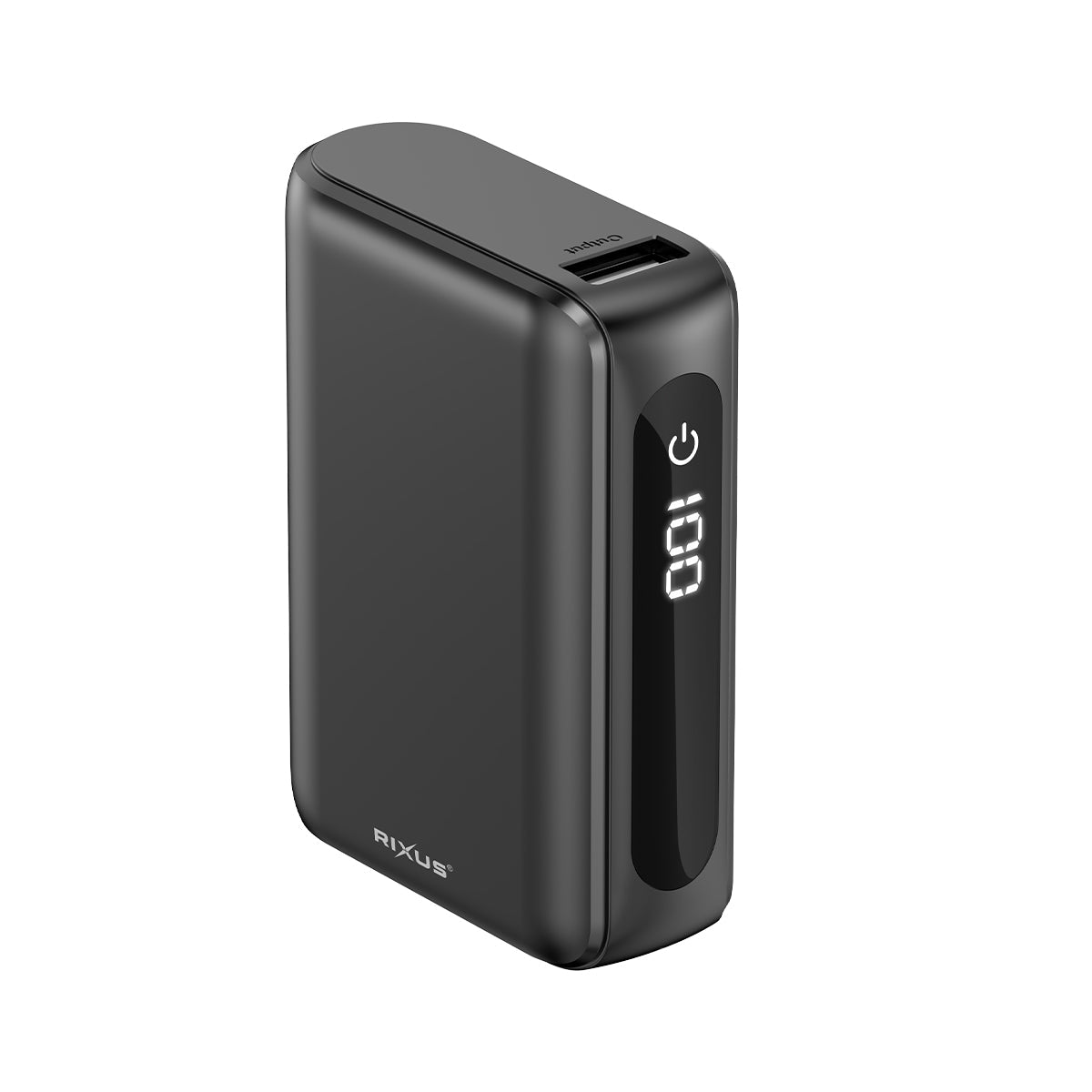 Rixus Powerbank 10000 mAh USB-C mit Display Schwarz