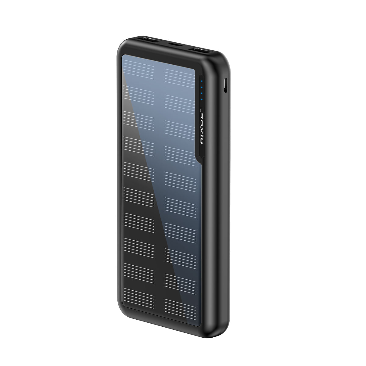 Rixus Solar Powerbank 10000 mAh USB-C mit Kabel Schwarz