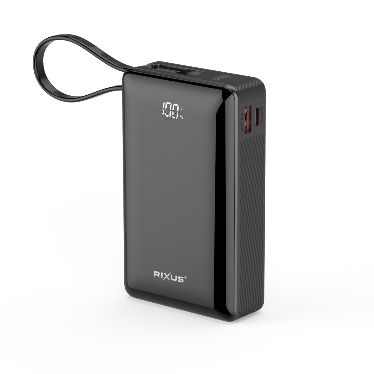 Rixus Powerbank 20000 mAh 22.5W USB-C mit Kabel Schwarz