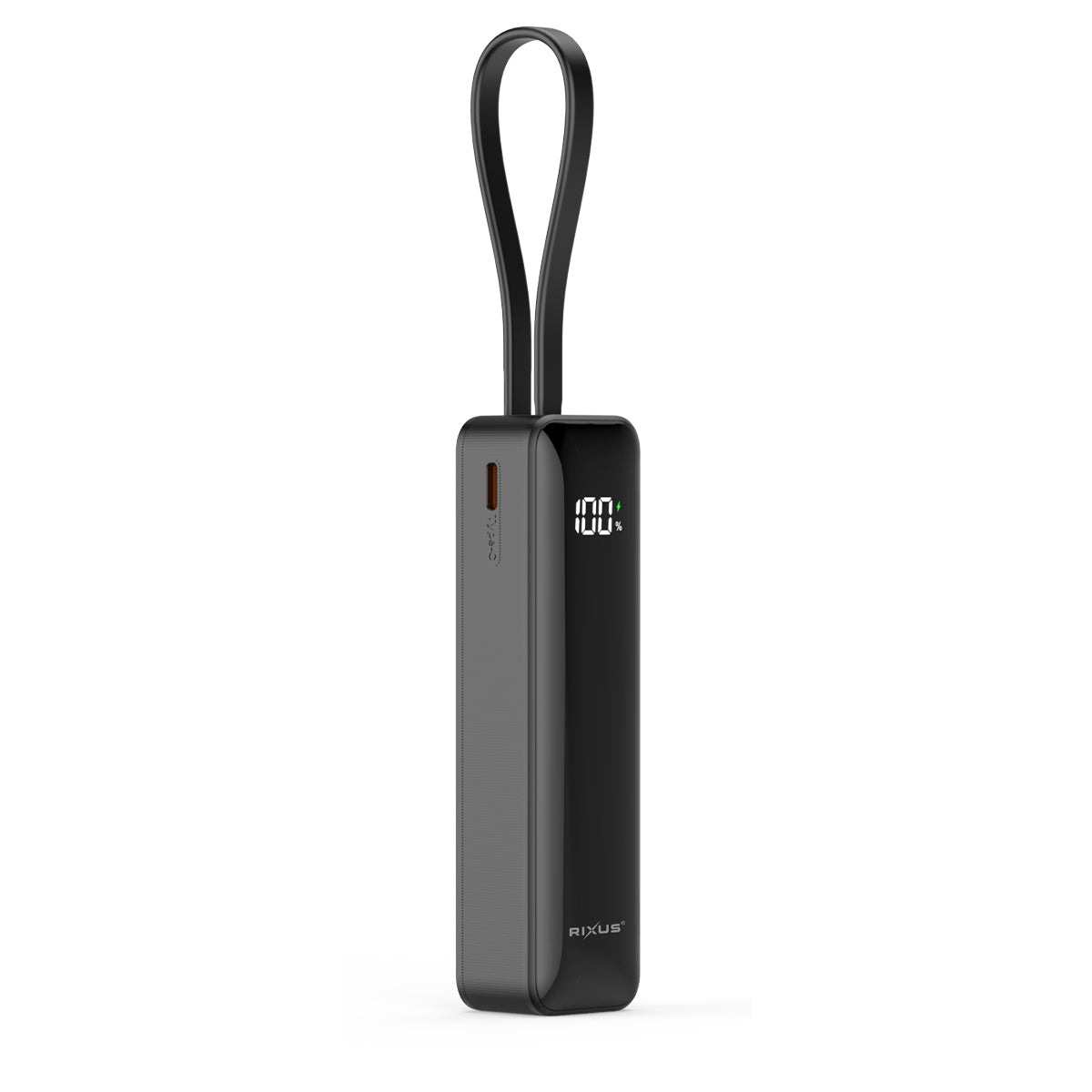 Rixus Powerbank 5000 mAh 22.5W USB-C mit Display Schwarz