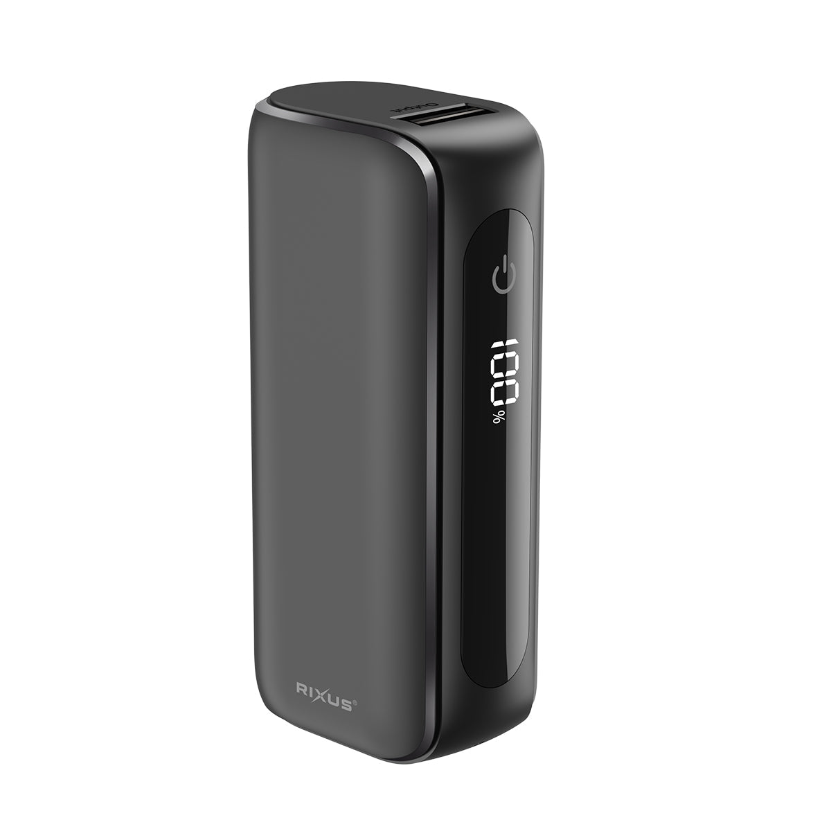 Rixus Powerbank 5000 mAh USB-C mit Display Schwarz