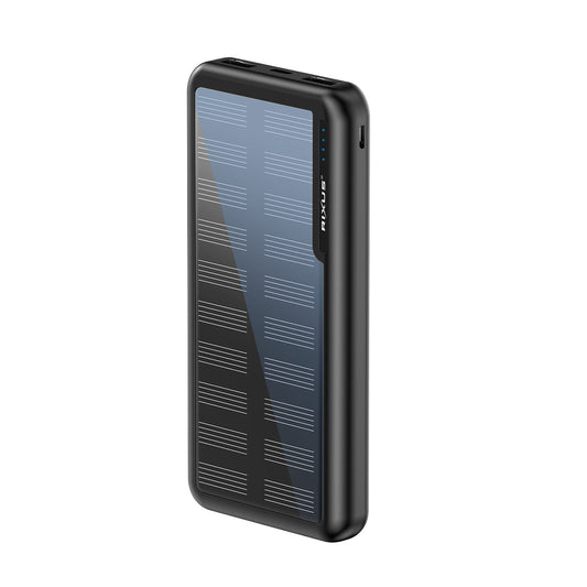 Rixus Solar Powerbank 10000 mAh USB-C mit Kabel Schwarz - Handyschmiede-saar