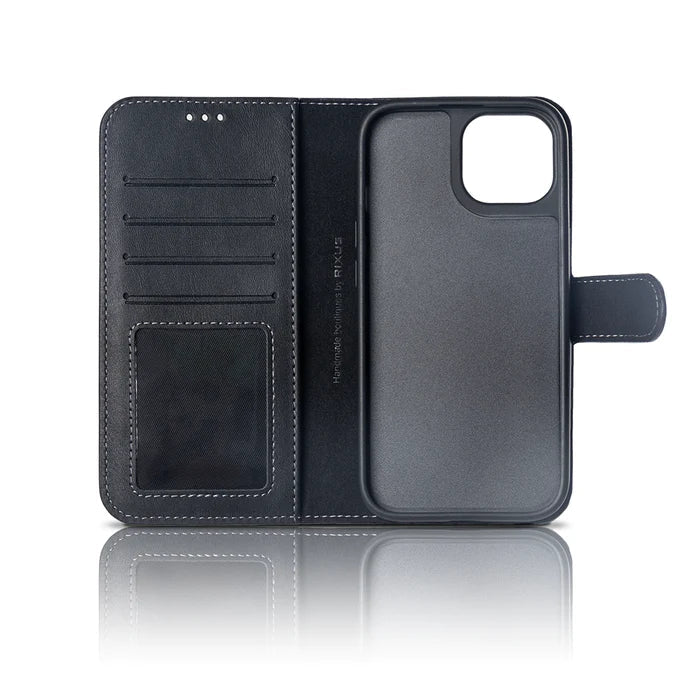 iPhone 14 Duo Magnet Leder Hülle Schwarz - Handyschmiede-saar