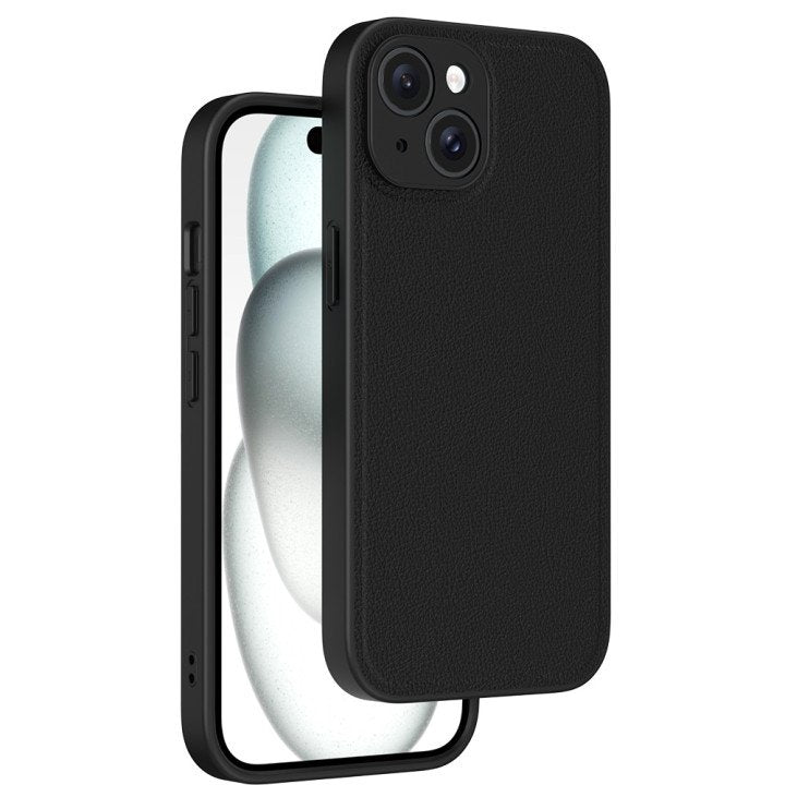 iPhone 15 Case 5.0 (Glattes PU-Leder) Schwarz - Handyschmiede-saar