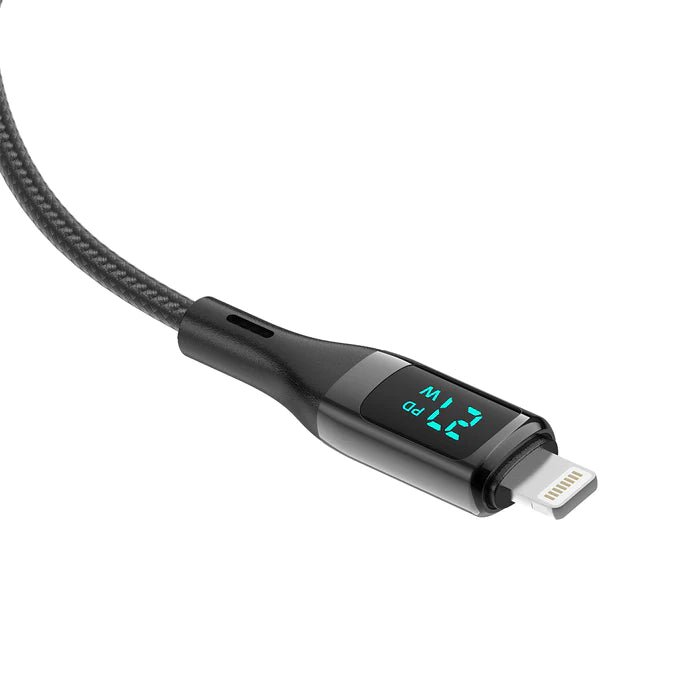 Rixus USB A ZU Lightning Kabel mit Display 1m schwarz - Handyschmiede-saar